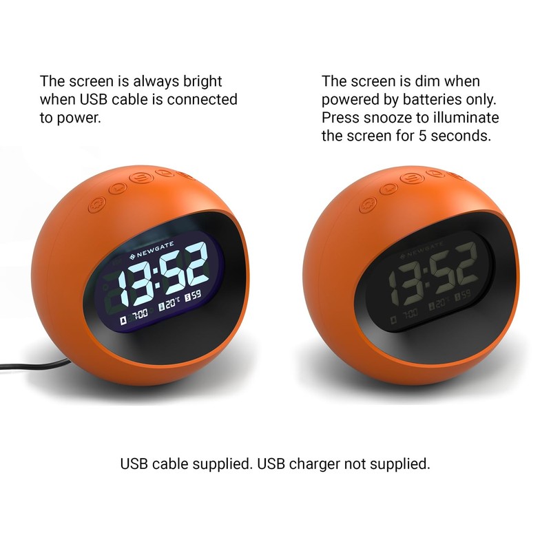 NEWGATE® Digital Centre of The Earth Alarm Clock (Orange with