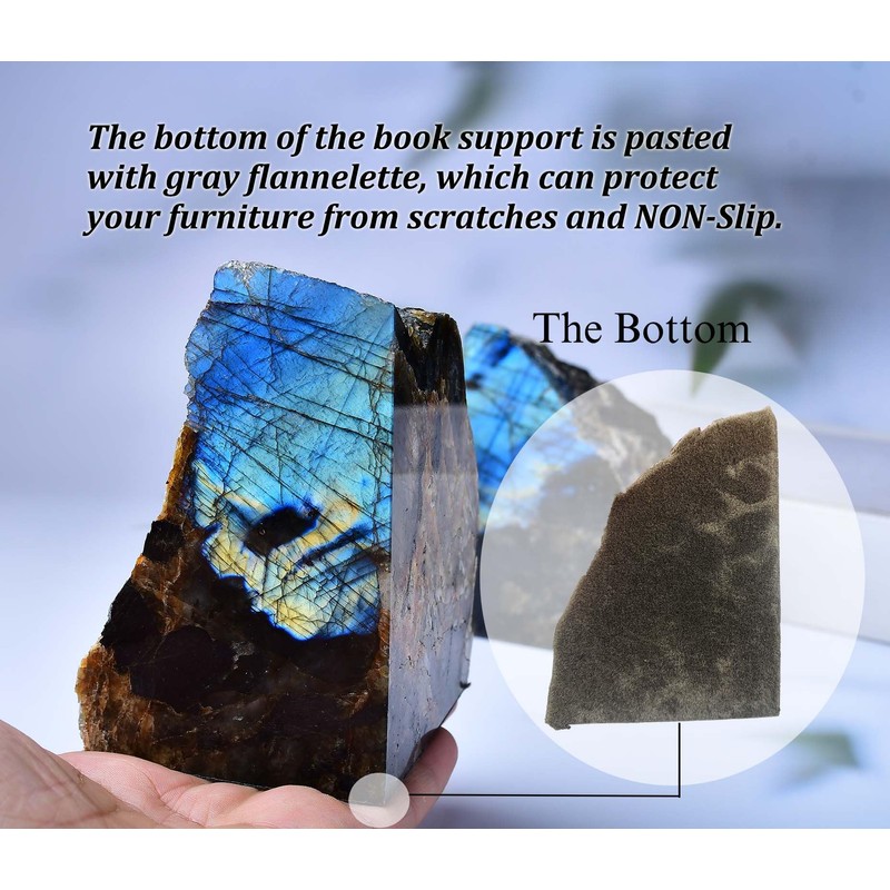 Blue Labradorite Bookends Heavy Duty Healing Crystal Stone Book Holders