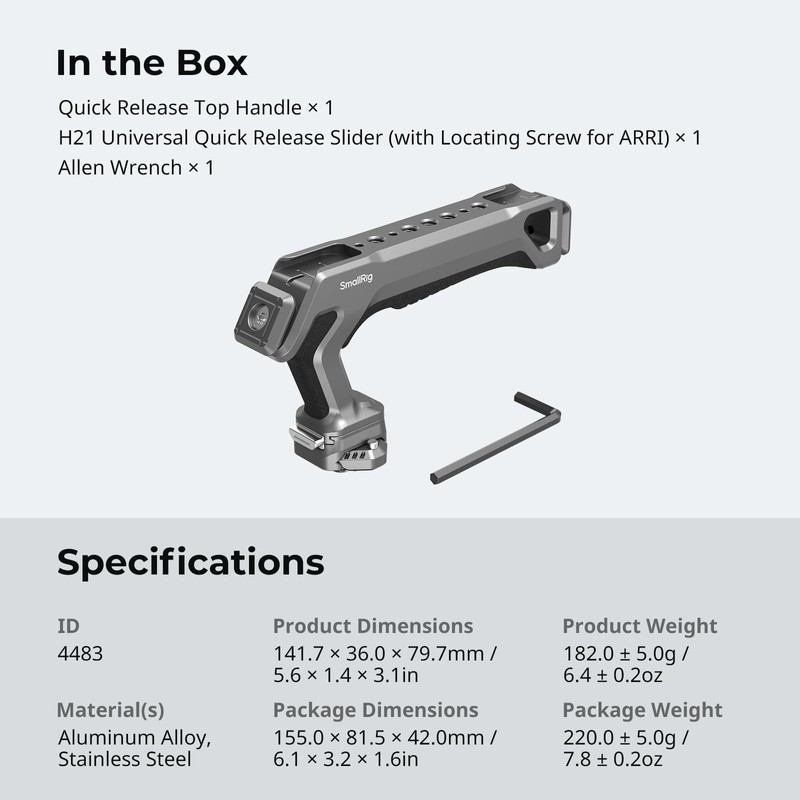 SMALLRIG HawkLock H21-4483 Quick Release Top Handle with Quick Release