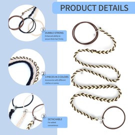 3 Packs 25" rip Hair ties,Elastic Hair Tie No Damage Strong Tangle Free Braided Pony tails Hair Ties Pony Tail Wrap for Long Hair for Gym, Swimming (Coffee, beige,black, 25")