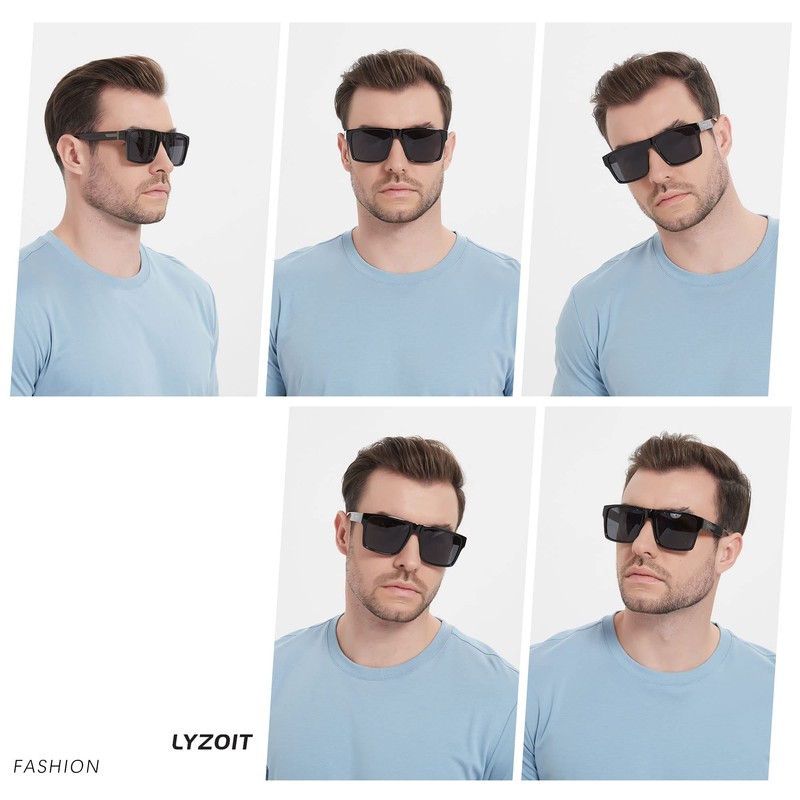 LYZOIT Square Sunglasses for Men Women Oversized Big UV Protection