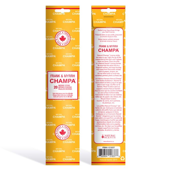 Frank & Myrrh Champa 11" Incense Sticks Pack of 20