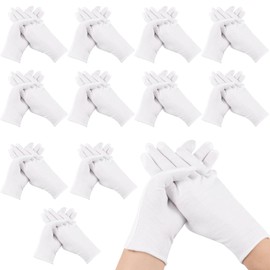 Newofview 24 Pairs Cotton Gloves, White, Moisturising Gloves, Cotton Gloves for Moisturising, Cosmetics, Hand Spa Treatment, Inspection, Serving Handsc