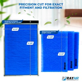 RAYAIR SUPPLY 16.5 x 21.625 Replacement Filter Pads Compatible with Dynamic Air Cleaner (3 Pack) (16 1/2 x 21 5/8)