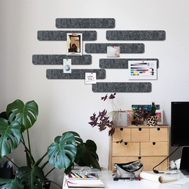 Uoisaiko Felt Pin Board Bar 13"x2", Pack of 8 Bulletin Board Strips with 40 Push Pins, Home Office Memos Notice Boards Felt Wall Tiles