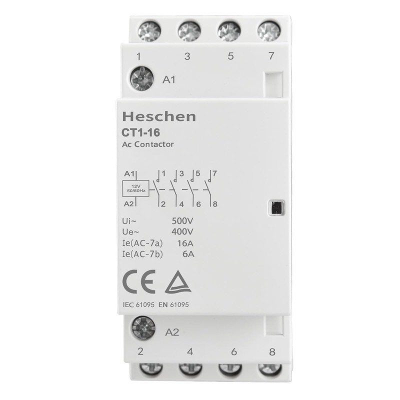 Heschen Household AC Contactor, CT1-16, Ie 16A, 4-Pin, Four Normal