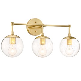 Design House 588889-SG Gracelyn Modern Indoor Dimmable 3-Light Bathroom Vanity Light with Clear Seedy Glass for Above The Mirror, Satin Gold
