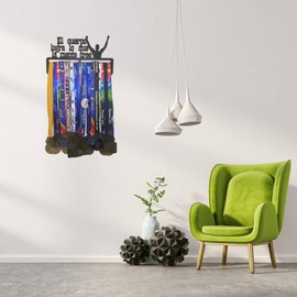 Dycmetal - Medallero para Pared Color Negro, Colgador para medallas de Metal con 12 Ganchos (Lo Que la Mente cree)