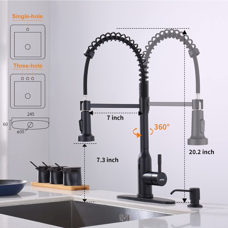 Black Touchless Kitchen Faucet ， KEER Smart Motion Sensor Hands