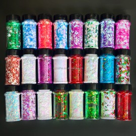 Friendly Materials  Cost 24 Pcs 2ozJar Glitter Sparkly Chunky Glitter for Crafts Snow and Nail Craft Chunky Glittercolor: Set12-24 mix colors/Christmas Glitter