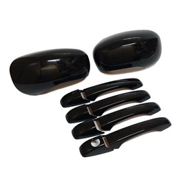 JUMBOMOTOR Glossy Black Style Side Door Handle and Rearview Mirror Cover Trims Fit for Dodge Magnum and Chrysler 300 2005-2008