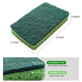 12 Pack Non-Scratch Dish Sponges and 12 Pack Wire Dishwashing Rags Set, Gentle Scrub Sponges and Reusable Non-Scratch Wire Dishcloth for Kitchen, Bathroom, and Household Cleaning