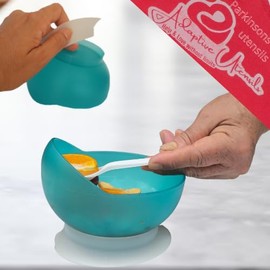 Scoop Bowls for Elderly | High-Low Scoop Bowl with Suction Base | Adaptive utensils | Dish for Adults with Special Needs from Parkinsons, Dementia, Stroke or Tremors