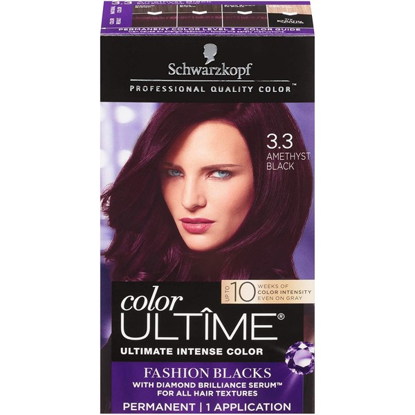 Schwarzkopf Color Ultime Hair Color Cream, 3.3 Amethyst Black (Packaging May Vary)