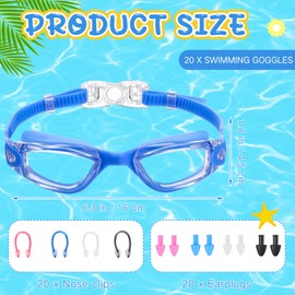 Xuhal 20 Pack Swimming Goggles Bulk Adult Anti Fog UV Protection No Leaking Wide View Goggles for Women Men Youth Multicolor(Bright)
