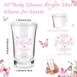 Singhoow 50 Sets Baby Shower Favor for Guests Acrylic Shot Glasses with Bottle Opener Keychains Thank You Tags and Bags Gender Reveal Party Favors for Guest Baby Shower Return Gift (Butterfly)
