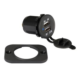 Velleman Built-in USB Car Charger Splashproof 12-24VDC Input, Double 5V Output, Reverse Polarity and Short Circuit Protection, Thermal Protection, Ideal for Charging USB Devices