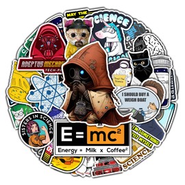 BIGZORO Pack 50 Pcs Science Laboratory Stickers Physics Chemistry Biology Experiment Vinyl Decals Sticker Suitcase Water Bottle Car Bumper Helmet Luggage Laptop for Student