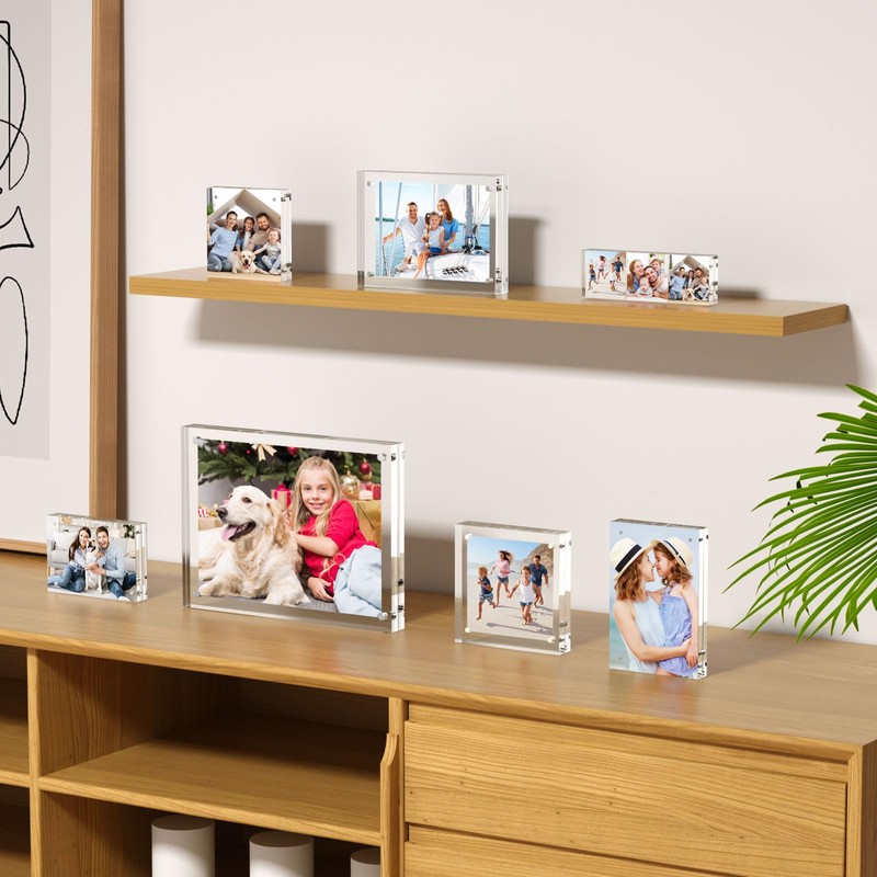AITEE 5x7 Acrylic Picture Frames 3 Pack, 20% Thicker Block,