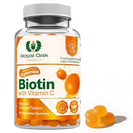 Biotin Gummies with Vitamin C + Vitamin E | Hair, Skin & Nails Support | High Strength 2,500μg Biotin Formula | Natural Orange Flavour | 60 Plant Based Pectin Gummies | GMP Certified & UK Made