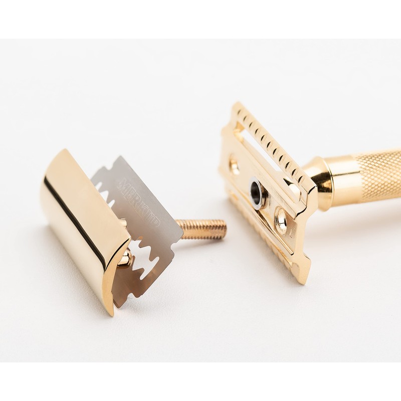 Merkur Classic 2-Piece Double Edge Safety Razor Gold Plated, 1