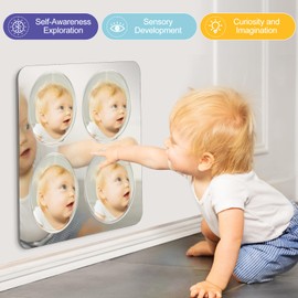 Sensory Wall Mirror for Toddlers: 4 Bubbles Mirror for Kids Unbreakable - Sensory Wall Decor for Sensory Room, Daycare, Nursery