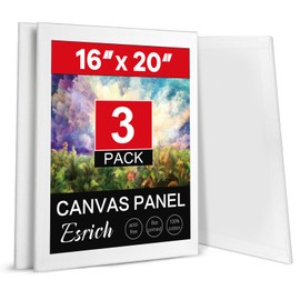 ESRICH Canvases for Painting 16x20 Inch, 3 Pack Canvas Boards for Painting Cotton Primed Acid Free Large Blank Canvas Panels for Oil Paint, Watercolor, Acrylic Paint, Gouache and Tempera.