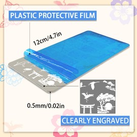 PH PandaHall 3pcs Classic Chinese Garden Nail Art Templates, Ancient Style Nail Stamping Plate Pavilion Plum Blossom Nail Art Stencils Stainless Steel Plates for Nail Design Print Manicure Salon