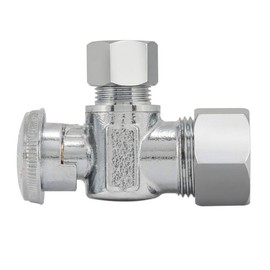 Eastman 3/8 Inch OD x 5/8 Inch OD (1/2 Inch Nom.) Quarter Turn Angle Stop Valve, Brass Plumbing Fitting, Chrome, 10738LF
