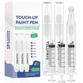 YULOFMVE Touch Up Paint Pen Kit, New Upgraded 3 Refillable Paint Pens with 3 Types of Brushes, Fillable Paint Touch Up Pens for Walls, Furniture, Floors, Windows, Doors(New Upgraded 6 Pcs Pack of 1)