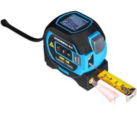 WINTAPE Laser Tape Measure 3-in-1 with Large LCD Display Digital Laser Meter in ft/m Scales up to 131ft/40M with Calculations Tape Measure 16ft/5M (in/ft/m) and Cross Line Laser (Blue), blue