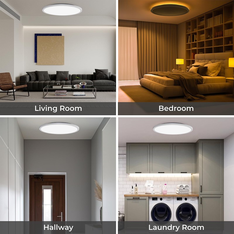 Matane 15.4in LED Flush Mount Ceiling Light Fixture with Remote,