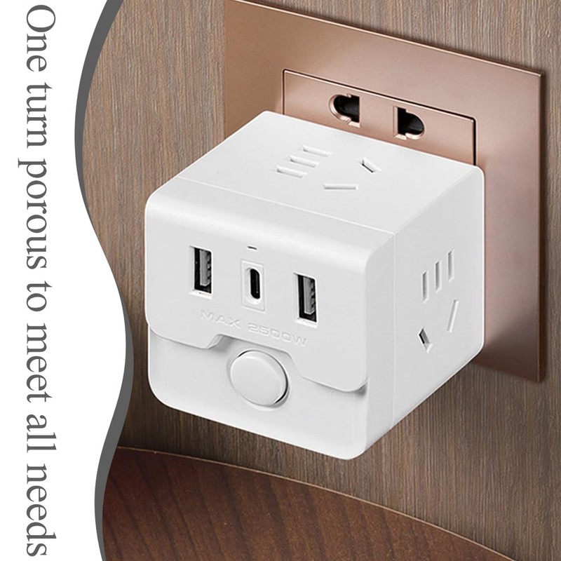 Power Strip with USB, Cube Charging Station Protector, Power Outlet