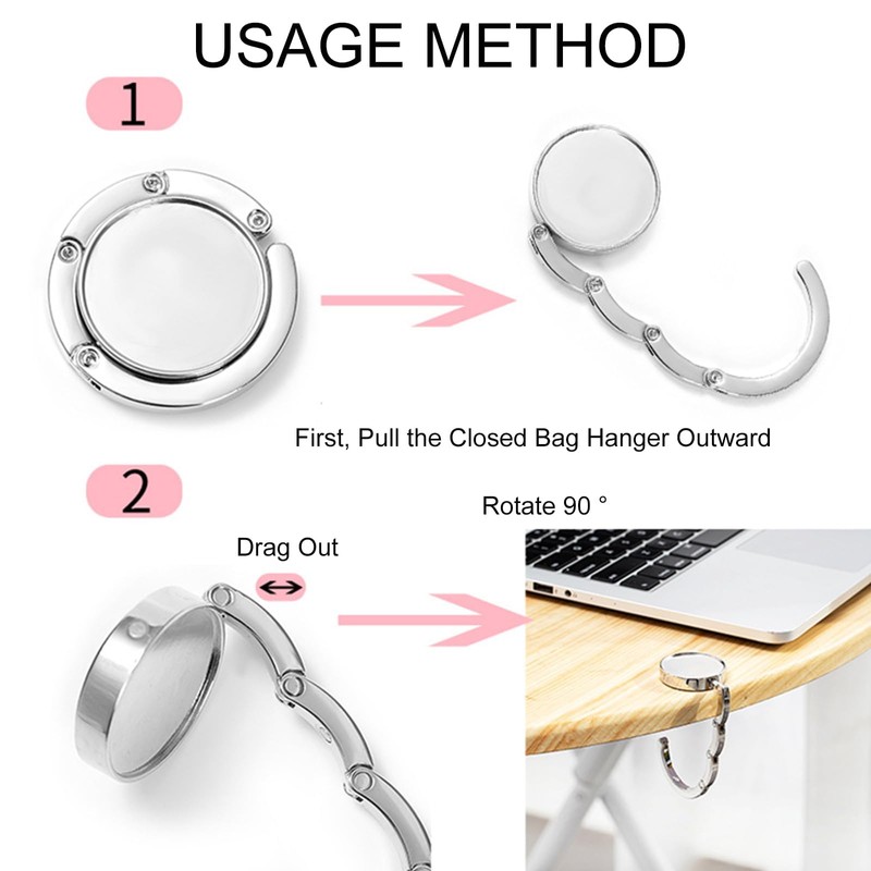 2Pcs Handbag Hooks for Tables, Folding Purse Hook Hangers, Portable
