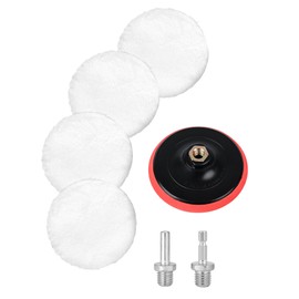Car Polishing Disc Set 150 mm Polishing Attachment Angle Grinder Polishing Hood Polishing Sponge 4 Pieces 150 mm Wool Polishing Attachment with 6 Angle Handle and Round Adapter