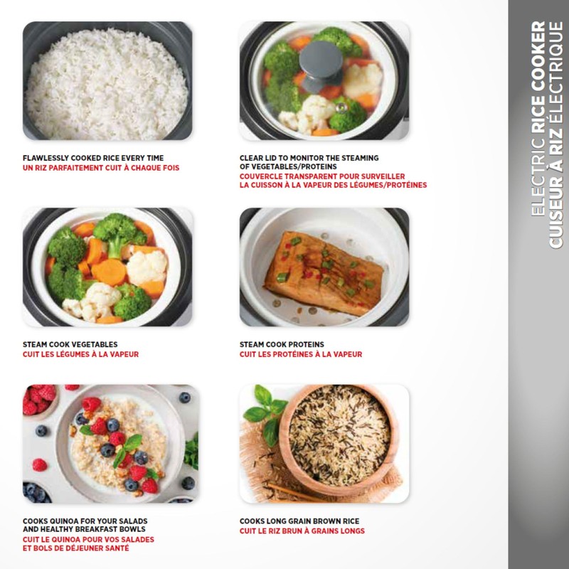 Starfrit Electric Rice Cooker - 6 Cups - Steamer Basket,