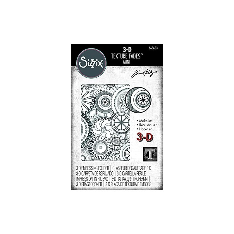 Sizzix 3—D Texture Fades Embossing Folder Mini Mechanics di Tim