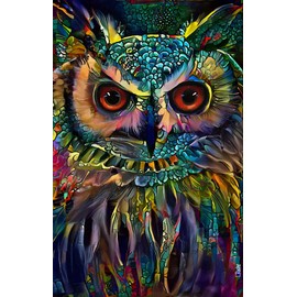Ingooood Jigsaw Puzzle 1000 Pieces-Sneak Peek Series - Colourful Owl - Entertainment Toys for Adult Special Graduation or Birthday Gift Home Decor