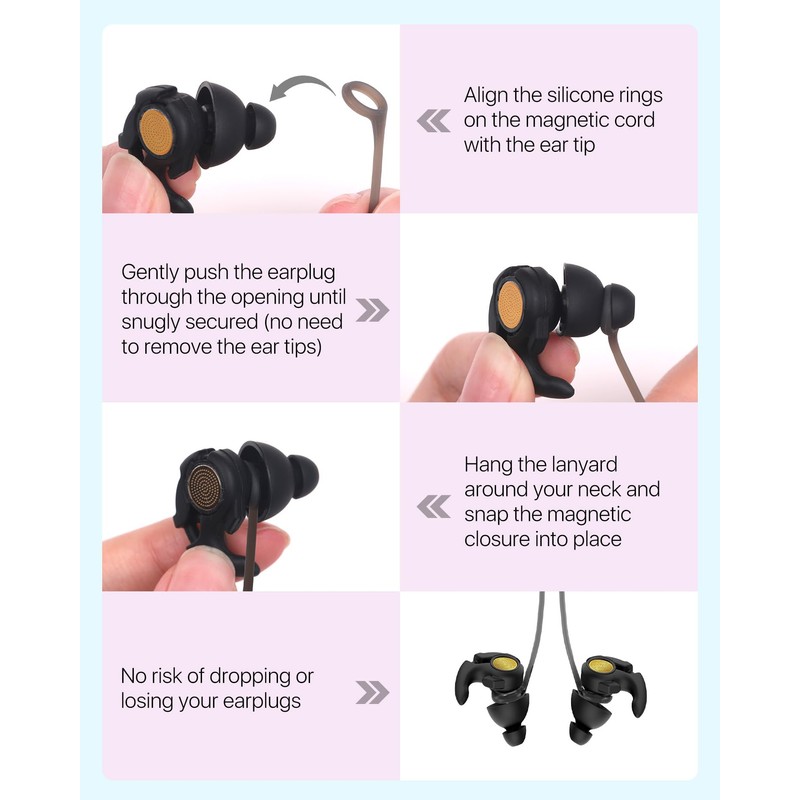 Softvox Earplugs Lanyard Connector Cord, Magnetic Tug-Resistant Safety Cord Keep