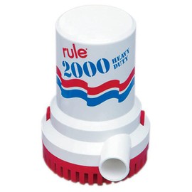 Rule 2000 GPH Bilge Pump 12V - Submersible Marine Boat Accessory with 1-1/8" Discharge, Anti-Airlock, Reliable Ignition Protection, Silent Operation, Easy-Clean Strainer - Rust/Corrosion Resistant
