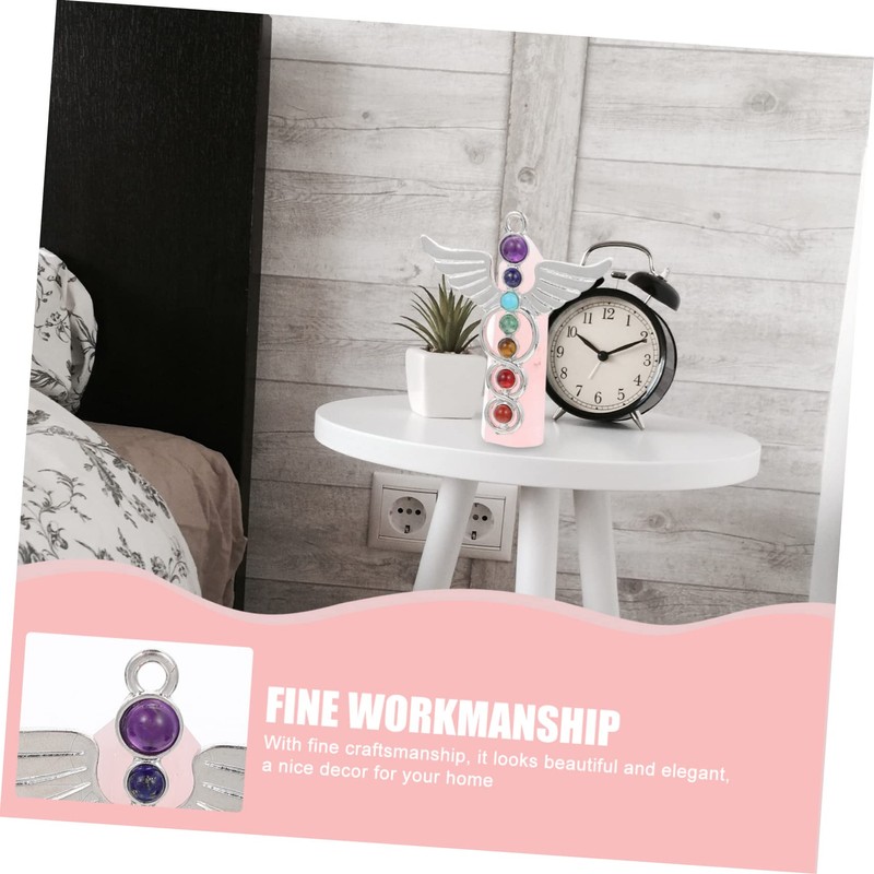 Gatuida Delicate Angel Hexagonal Column Crystal Stone Pendant Ornament for