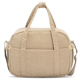 Lunch Bags for Women, Insulated Packed Lunch Bag, Cute Corduroy Cool Bag Lunch Box for Girls Adults Ladies, Reuseable Leakproof Shouder Stap Cooler Bag for Work School Picnic Travel (Khaki)