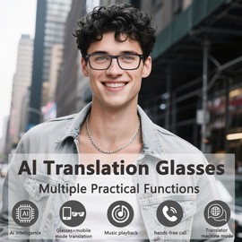 MONFOLROY AI Translation Glasses Supporting 164 Languages,Smart Glasses with AI Chat GPT&Deepseek R1,Bluetooth Glasses for Men Women,Music Playback & Hands-Free Calling,Anti-Blue Light Lenses