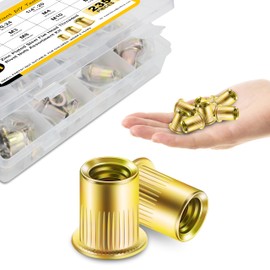 235Pcs Rivet Nuts Assortment Kit, Zinc Plated M3 M4 M5 M6 M8 M10 M12#6-32#8-32#10-24 1/4-20 5/16-18 3/8-16 Carbon Steel Rivnut Kit, Nutsert Threaded Inserts Nut Sert Kit for Wood & Metal by Mywish