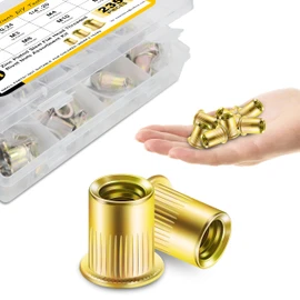 235Pcs Rivet Nuts Assortment Kit, Zinc Plated M3 M4 M5 M6 M8 M10 M12#6-32#8-32#10-24 1/4-20 5/16-18 3/8-16 Carbon Steel Rivnut Kit, Nutsert Threaded Inserts Nut Sert Kit for Wood & Metal by Mywish