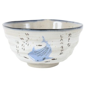 Mino ware Japanese Ceramics Rice Bowl Whale Shark w/Kanji Poem made in Japan (Japan Import) KSC011
