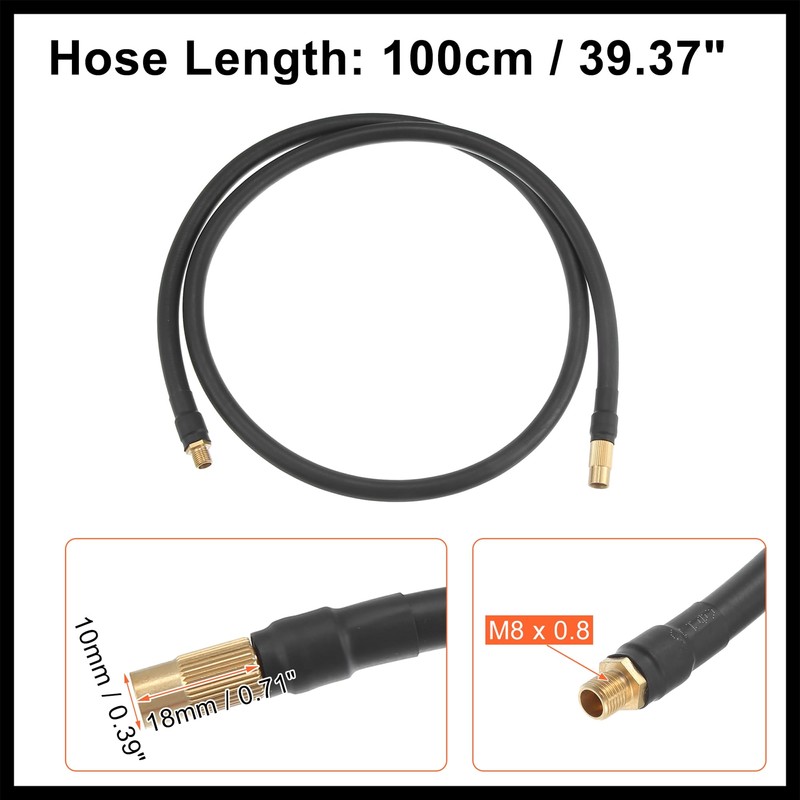 Hihaha 100cm Car Tire Inflator Extension Hose Adapter Black Copper