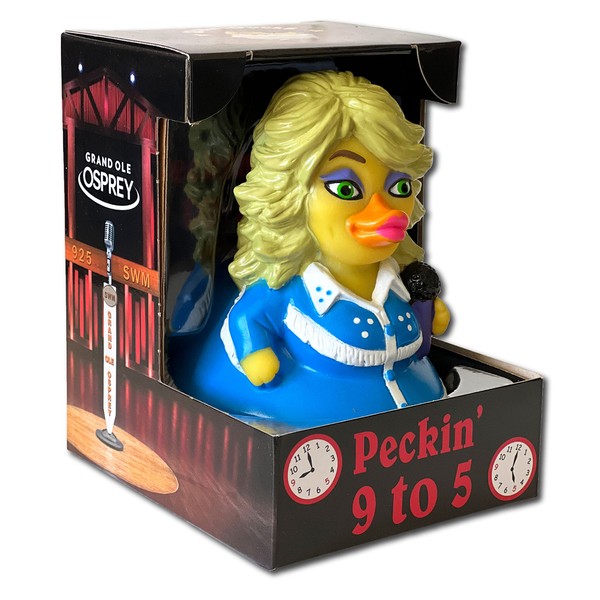 CelebriDucks Peckin 9-5 - Juguetes de baño de goma coleccionables, una leyenda de la música country imprescindible, regalo perfecto para coleccionistas, fanáticos de celebridades, entusiastas de la música