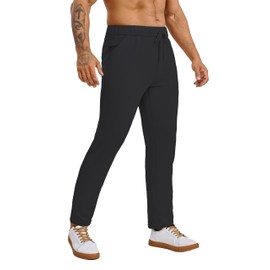 AbleTree Fleece Lined Sweatpants 27 Inch Inseam Atheltic Joggers Workout Pants for Short Men with Zip Pocket Black