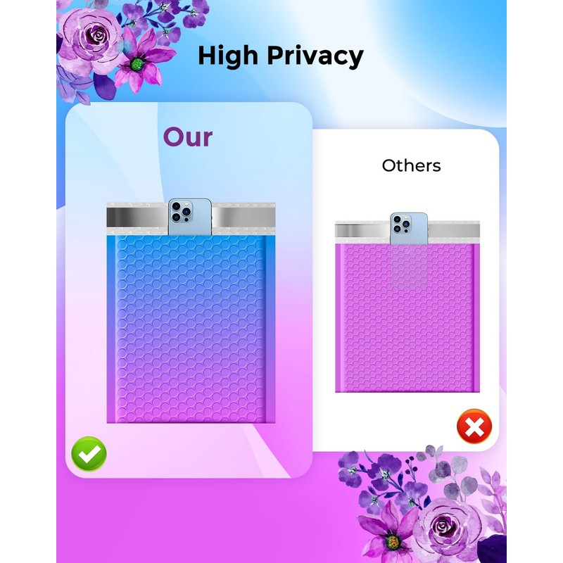Metronic Bubble Mailers 6x10 Inch 100 Pack BluePurple Usable Size